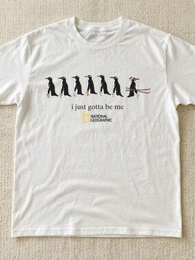 National Geographic White 'I Just Gotta Be Me' Penguin Graphic Tee